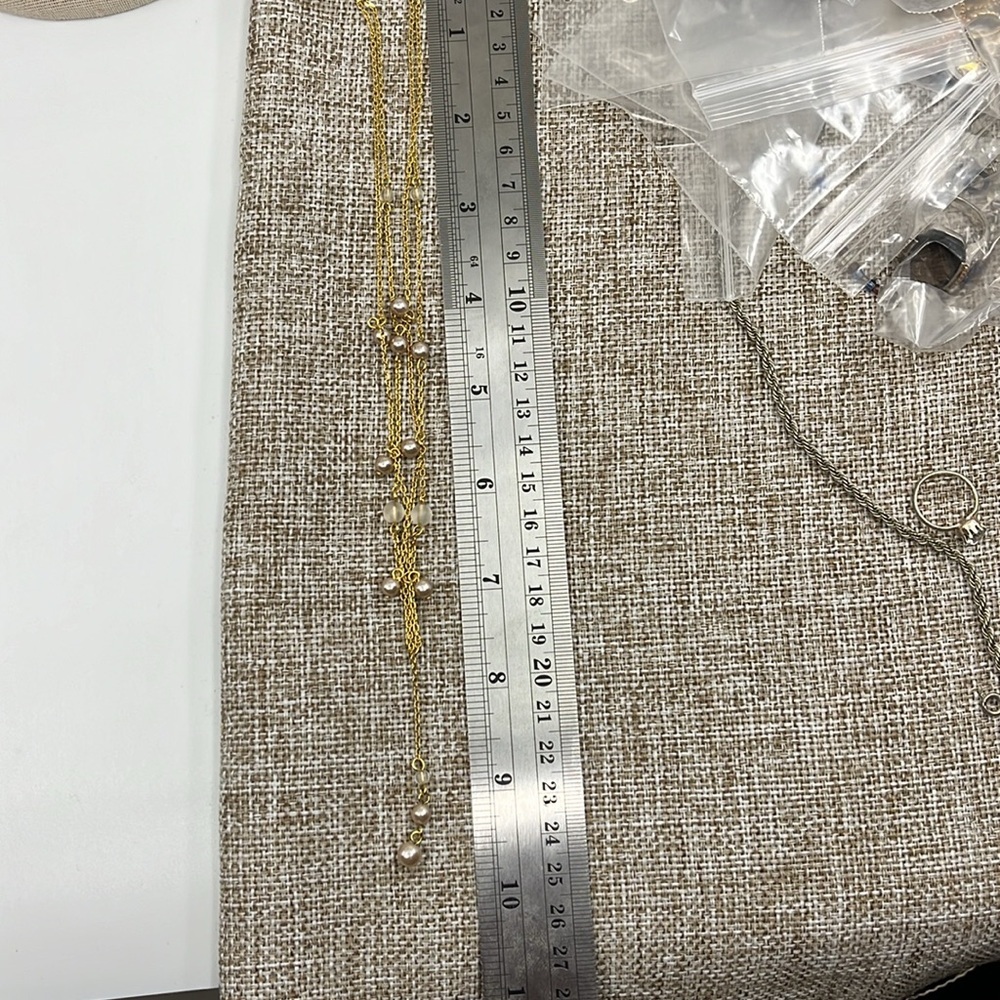 🌟 Elegant Gold-Tone Napier-Inspired Drape Necklace with Pearl Accents - Picture 6 of 14
